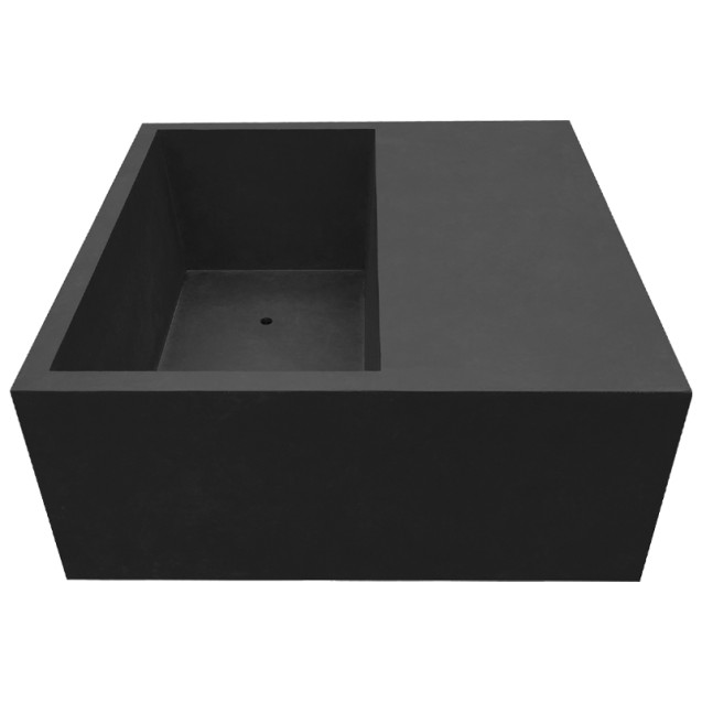 ΖΑΡΝΤΙΝΙΕΡΑ ME ΚΑΘΙΣΜΑ ΑΠΌ ΕΛΑΦΡΥ ΤΣΙΜΕΝΤΟ ΜΑΥΡΟ ΟΡΘΟΓΩΝΙΑ - 92x92x45cm 1/ΚΙΒ – Δημιουργεί αίσθηση πολυτέλειας χωρίς κόπο | iroo