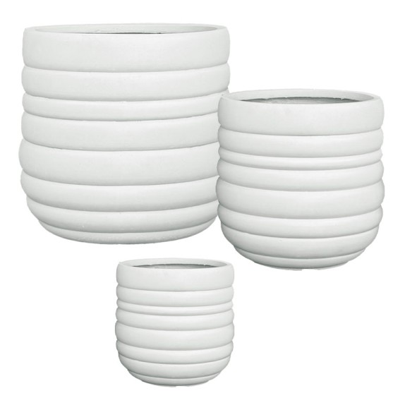 ΣΕΤ/3 ΚΑΣΠΩ ΑΠΌ ΕΛΑΦΡΥ ΤΣΙΜΕΝΤΟ ΛΕΥΚΟ ΣΤΡΟΓΓΥΛΟ ΜΕ ΓΡΑΜΜΕΣ - S:Φ30x28, M:Φ42x40, L:Φ54x51cm 1/ΚΙΒ – Δίνει premium χαρακτήρα στο 