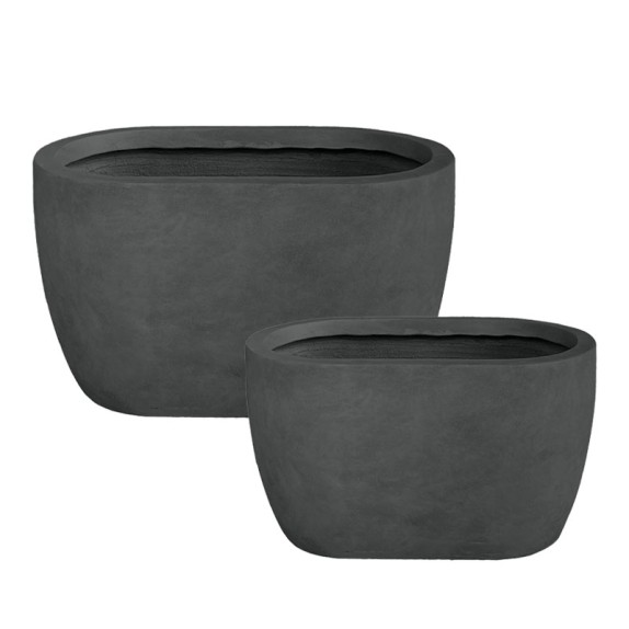 ΣΕΤ/2 ΖΑΡΝΤΙΝΙΕΡΑ ΑΠΌ ΕΛΑΦΡΥ ΤΣΙΜΕΝΤΟ ΜΑΥΡΟ ΟΡΘΟΓΩΝΙΟ - S:58x34x32, M:78x46x44cm 1/ΚΙΒ – Ταιριάζει σε κάθε μοντέρνο ή επαγγελματ