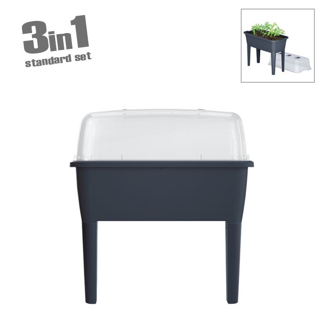 ΘΕΡΜΟΚΗΠΙΟ ΜΕ ΠΟΔΙΑ (3 ΣΕ 1) ΑΝΘΡΑΚΙ RESPANA PLANTER 77x38.7x82cm 1/5ΚΙΒ – Δίνει premium χαρακτήρα στο περιβάλλον | iroots.gr