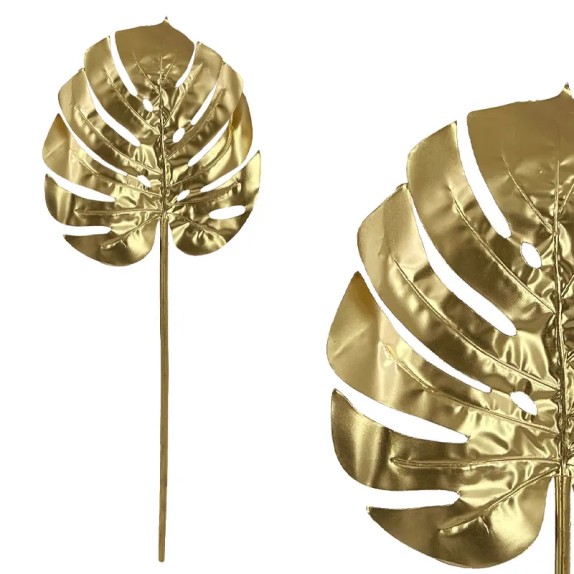 ΚΛΑΔΙ ΦΥΛΛΟ ΜΟΝΣΤΕΡΑ ΧΡΥΣΟ - Y84cm 12/144ΚΙΒ – Αναβαθμίζει άμεσα τον χώρο σου | iroots.gr