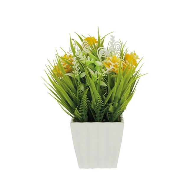 ΓΛΑΣΤΡΑΚΙ ΛΕΥΚΟ ΜΕ ΠΡΑΣΙΝΑΔΑ ΚΑΙ ΚΙΤΡΙΝΑ ΑΝΘΑΚΙΑ - 8x8x21cm 120/ΚΙΒ – Προσφέρει μοναδική αισθητική | iroots.gr