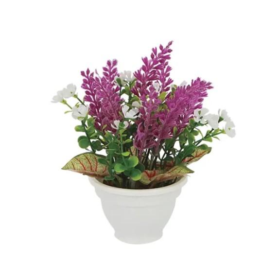 ΜΙΝΙ ΑΝΘΟΣΥΝΘΕΣΗ ΦΟΥΞ-ΛΕΥΚΟ ΣΕ ΠΛΑΣΤΙΚΟ ΓΛΑΣΤΡΑΚΙ - Υ18cm – Προσφέρει μοναδική αισθητική | iroots.gr