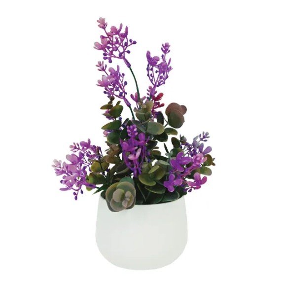 ΓΛΑΣΤΡΑΚΙ ΠΛΑΣΤΙΚΟ ΜΕ ΦΥΤΟ ΕΥΚΑΛΥΠΤΟ-ΜΑΡΓΑΡΙΤΑ ΜΩΒ - Φ10x27cm 48/ΚΙΒ – Δίνει premium χαρακτήρα στο περιβάλλον | iroots.gr