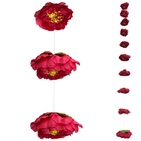 ΓΙΡΛΑΝΤΑ ΚΟΚΚΙΝΟ 10 ΑΝΘΗ ΠΑΙΩΝΙΕΣ - Φ11x180cm 6/ΚΙΒ – Δημιουργεί αίσθηση πολυτέλειας χωρίς κόπο | iroots.gr