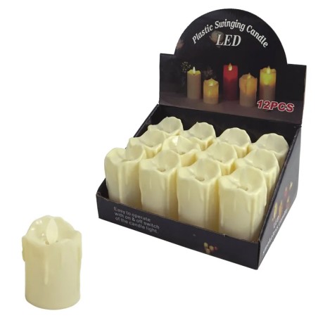 ΚΕΡΙ LED ΜΠΑΤΑΡΙΑΣ ΕΚΡΟΥ ΠΛΑΣΤΙΚΟ ΣET/12 & ΚΙΝΟΥΜΕΝΗ ΦΛΟΓΑ - Φ5x7cm 40/480ΚΙΒ – Ταιριάζει σε κάθε μοντέρνο ή επαγγελματικό χώρο 