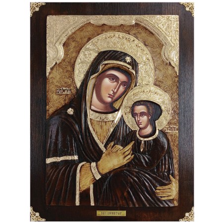 ΞΥΛΙΝΗ ΕΙΚΟΝΑ -ΒΑΣΙΛΟΜΗΤΩΡ- ΑΝΑΓΛΥΦΗ ΜΕ ΦΥΛΛΑ ΧΡΥΣΟΥ - 32.5x43.5cm – Δημιουργεί αίσθηση πολυτέλειας χωρίς κόπο | iroots.gr