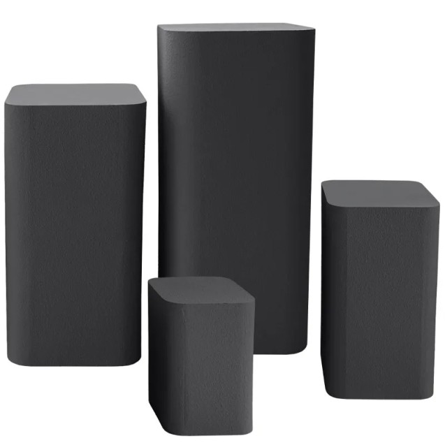 ΞΥΛΙΝΟ ΣΤΑΝΤ ΠΡΟΒΟΛΗΣ ΣΕΤ/4 ΜΑΥΡΟ - XL:39x39x81, L:34x34x66, M:29x29x51, S:24x24x36cm 1/KIB – Δίνει premium χαρακτήρα στο περιβά