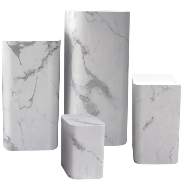 ΞΥΛΙΝΟ ΣΤΑΝΤ ΠΡΟΒΟΛΗΣ ΣΕΤ/4 ΜΑΡΜΑΡΙ - XL:39x39x81, L:34x34x66, M:29x29x51, S:24x24x36cm 1/KIB – Προσφέρει μοναδική αισθητική | i