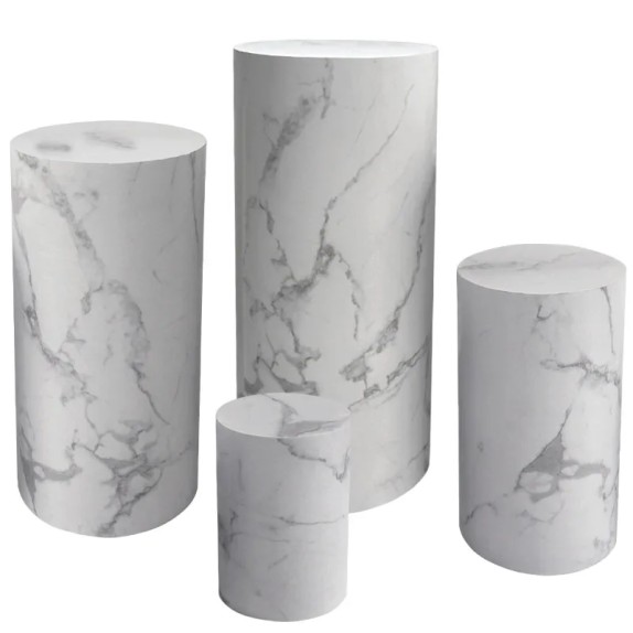 ΞΥΛΙΝΟ ΣΤΑΝΤ ΠΡΟΒΟΛΗΣ ΣΕΤ/4 ΜΑΡΜΑΡΙ - XL:Φ39x81, L:Φ34x66, M:Φ29x51, S:Φ24x36cm 1/KIB – Ταιριάζει σε κάθε μοντέρνο ή επαγγελματι