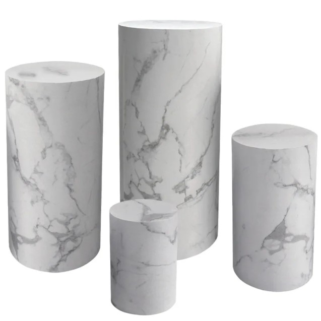 ΞΥΛΙΝΟ ΣΤΑΝΤ ΠΡΟΒΟΛΗΣ ΣΕΤ/4 ΜΑΡΜΑΡΙ - XL:Φ39x81, L:Φ34x66, M:Φ29x51, S:Φ24x36cm 1/KIB – Ταιριάζει σε κάθε μοντέρνο ή επαγγελματι