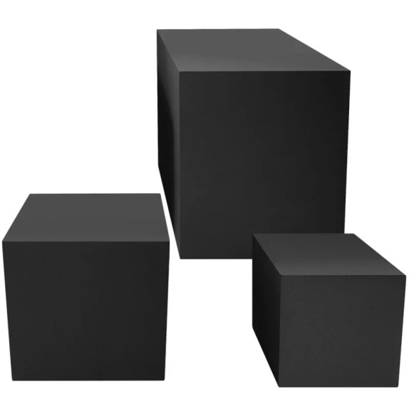 ΞΥΛΙΝΟ ΣΤΑΝΤ ΠΡΟΒΟΛΗΣ ΣΕΤ/3 ΜΑΥΡΟ ΚΥΒΟΣ - L:50x50x50, M:40x40x40, S:33x33x33cm 1/KIB – Προσφέρει μοναδική αισθητική | iroots.gr