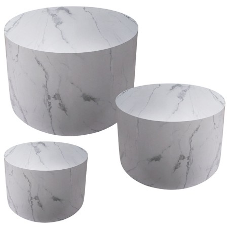 ΞΥΛΙΝΟ ΣΤΑΝΤ ΠΡΟΒΟΛΗΣ ΣΕΤ/3 ΜΑΡΜΑΡΙ ΚΥΛΙΝΔΡΙΚΟ - L:Φ100x60, M:Φ80x50, S:Φ60x40cm 1/KIB – Προσφέρει μοναδική αισθητική | iroots.g