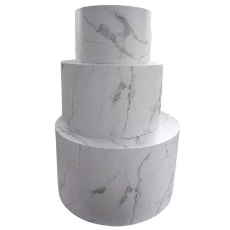 ΞΥΛΙΝΟ ΣΤΑΝΤ ΠΡΟΒΟΛΗΣ ΣΕΤ/3 ΜΑΡΜΑΡΙ ΚΥΛΙΝΔΡΙΚΟ - L:Φ100x60, M:Φ80x50, S:Φ60x40cm 1/KIB – Προσφέρει μοναδική αισθητική | iroots.g