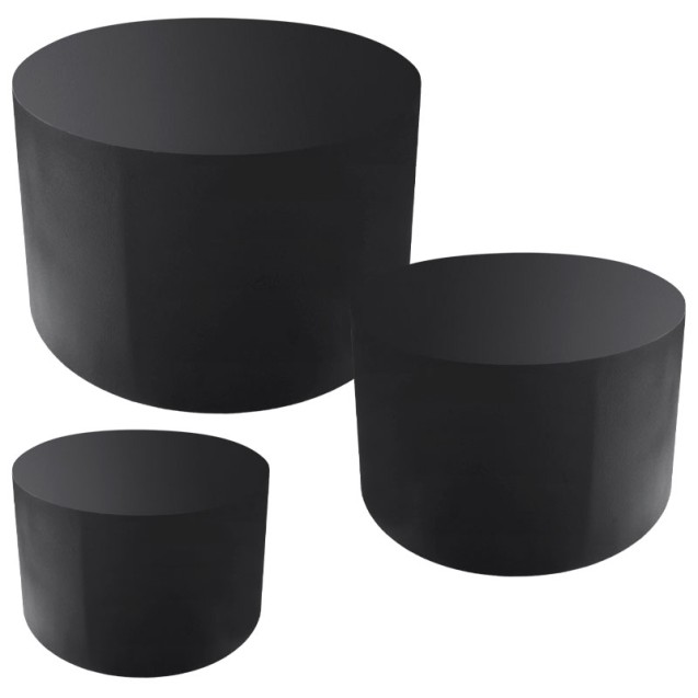 ΞΥΛΙΝΟ ΣΤΑΝΤ ΠΡΟΒΟΛΗΣ ΣΕΤ/3 ΜΑΥΡΟ ΚΥΛΙΝΔΡΙΚΟ - L:Φ100x60, M:Φ80x50, S:Φ60x40cm 1/KIB – Δίνει premium χαρακτήρα στο περιβάλλον | 