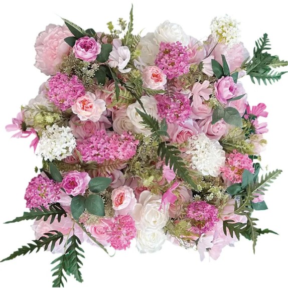 ΠΛΑΚΑΚΙ ΛΟΥΛΟΥΔΙΩΝ ΚΡΕΜΑΣΤΟ ΛΕΥΚΟ/ΡΟΖ/ΠΡΑΣΙΝΟ - 50x50cm 8/ΚΙΒ – Προσφέρει μοναδική αισθητική | iroots.gr