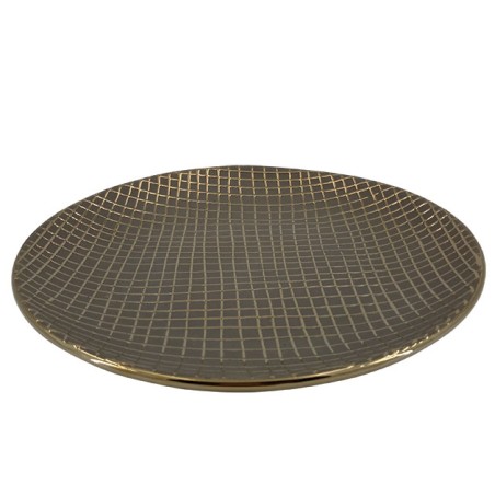 ΚΕΡΑΜΙΚΗ ΠΙΑΤΕΛΑ ΧΡΥΣΟ-ΜΟΚΚΑ ΔΙΧΤΥ Φ30x4cm 1/8ΚΙΒ – Δίνει premium χαρακτήρα στο περιβάλλον | iroots.gr