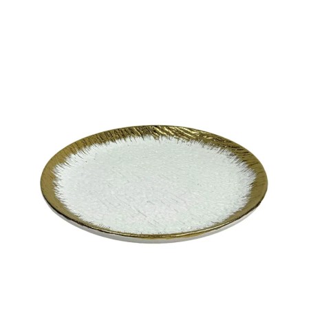 ΚΕΡΑΜΙΚH ΠΙΑΤΕΛΑ ΛΕΥΚΟ/ΧΡΥΣΟ ΟΜΠΡΕ ΕΦΕ ΣΤΡΟΓΓΥΛΗ - 29.2cm 3/24ΚΙΒ – Προσφέρει μοναδική αισθητική | iroots.gr