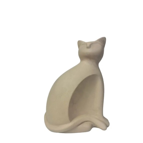 ΚΕΡΑΜΙΚΟ ΔΙΑΚΟΣΜΗΤΙΚΟ ΓΑΤΑ ΜΙΝΙΜΑΛ ΜΠΕΖ ΑΜΜΟΥ - 27x18.5x34.5cm 4/ΚΙΒ – Ταιριάζει σε κάθε μοντέρνο ή επαγγελματικό χώρο | iroots.