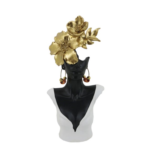 ΔΙΑΚΟΣΜΗΤΙΚΗ ΦΙΓΟΥΡΑ ΜΑΥΡΗ ΓΥΝΑΙΚΑ ΜΕ ΛΟΥΛΟΥΔΙΑ ΣΤΟ ΚΕΦΑΛΙ - 15.5x7.5x33cm 12/KIB – Δημιουργεί αίσθηση πολυτέλειας χωρίς κόπο | 