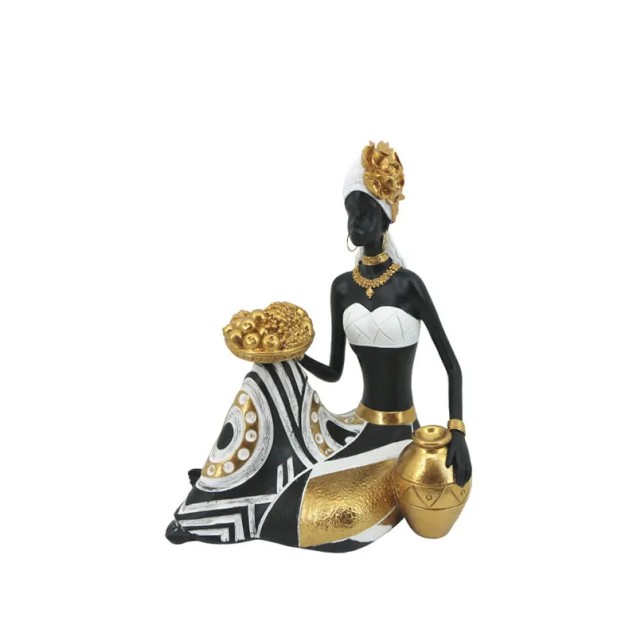 ΔΙΑΚΟΣΜΗΤΙΚΗ ΦΙΓΟΥΡΑ ΠΑΡΑΔΟΣΙΑΚΗ ΑΦΡΙΚΑΝΑ ΜΕ ΦΡΟΥΤΑ - 19x12.5x22.5cm 8/KIB – Αναβαθμίζει άμεσα τον χώρο σου | iroots.gr
