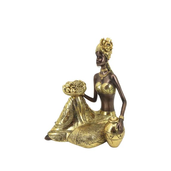 ΔΙΑΚΟΣΜΗΤΙΚΗ ΦΙΓΟΥΡΑ ΠΑΡΑΔΟΣΙΑΚΗ ΑΦΡΙΚΑΝΑ ΜΕ ΦΡΟΥΤΑ - 19x12.5x22.5cm 8/KIB – Αναβαθμίζει άμεσα τον χώρο σου | iroots.gr