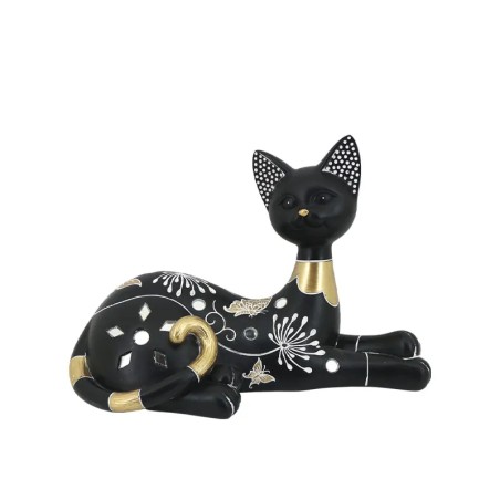 ΔΙΑΚΟΣΜΗΤΙΚΗ ΦΙΓΟΥΡΑ ΓΑΤΑ ΞΑΠΛΩΤΗ ΜΕ ΣΧΕΔΙΑ & ΣΤΡΑΣ - 23.5x11x15.5cm 12/KIB – Δίνει premium χαρακτήρα στο περιβάλλον | iroots.gr