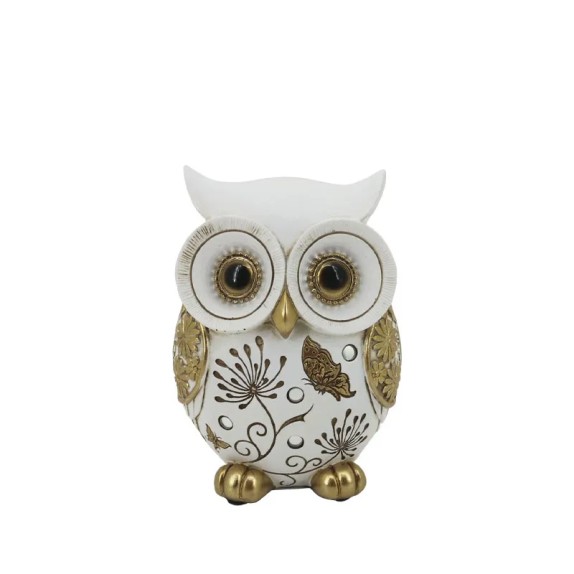 ΔΙΑΚΟΣΜΗΤΙΚΗ ΦΙΓΟΥΡΑ ΚΟΥΚΟΥΒΑΓΙΑ ΜΕ ΣΧΕΔΙΑ & ΣΤΡΑΣ - 10x7.5x13.5cm 48/KIB – Δίνει premium χαρακτήρα στο περιβάλλον | iroots.gr