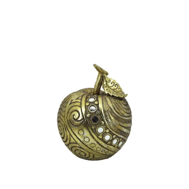 ΔΙΑΚΟΣΜΗΤΙΚΟ ΜΗΛΟ ΧΡΥΣΟ ΜΕ ΑΝΑΓΛΥΦΑ ΣΧΕΔΙΑ & ΓΥΑΛΑΚΙΑ - 11x11x14cm 36/KIB – Δίνει premium χαρακτήρα στο περιβάλλον | iroots.gr