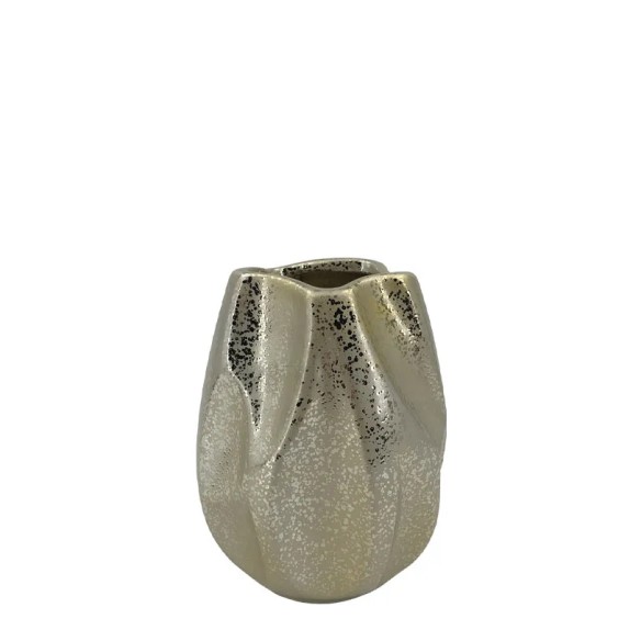 ΚΕΡΑΜΙΚΟ ΒΑΖΟ ΑΝΟΙΧΤΟ ΧΡΥΣΟ ΜΕ ΤΣΑΚΕΣ ΣΤΑΜΠΩΤΟ - 15x15x19cm 1/12KIB – Δίνει premium χαρακτήρα στο περιβάλλον | iroots.gr