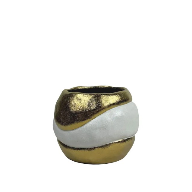 ΚΕΡΑΜΙΚΟ ΒΑΖΟ-ΜΠOΛ ΛΕΥΚΕΣ/ΧΡΥΣΕΣ ΑΝΑΓΛΥΦΕΣ ΔΙΠΛΕΣ ΜΙΚΡΟ - 19.1cm 1/8ΚΙΒ – Αναβαθμίζει άμεσα τον χώρο σου | iroots.gr