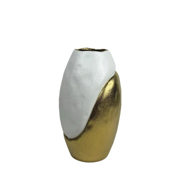 ΚΕΡΑΜΙΚΟ ΒΑΖΟ ΛΕΥΚΕΣ/ΧΡΥΣΕΣ ΑΝΑΓΛΥΦΕΣ ΔΙΠΛΕΣ ΜΙΚΡΟ - 30.5cm 1/6ΚΙΒ – Προσφέρει μοναδική αισθητική | iroots.gr