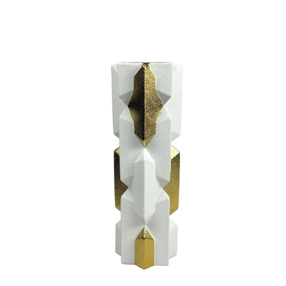 ΚΕΡΑΜΙΚΟ ΒΑΖΟ ΛΕΥΚΟ/ΧΡΥΣΟ ΤΕΤΡΑΓΩΝΑ ΧΙΑΣΤI LARGE - 36.8cm 1/9ΚΙΒ – Αναβαθμίζει άμεσα τον χώρο σου | iroots.gr