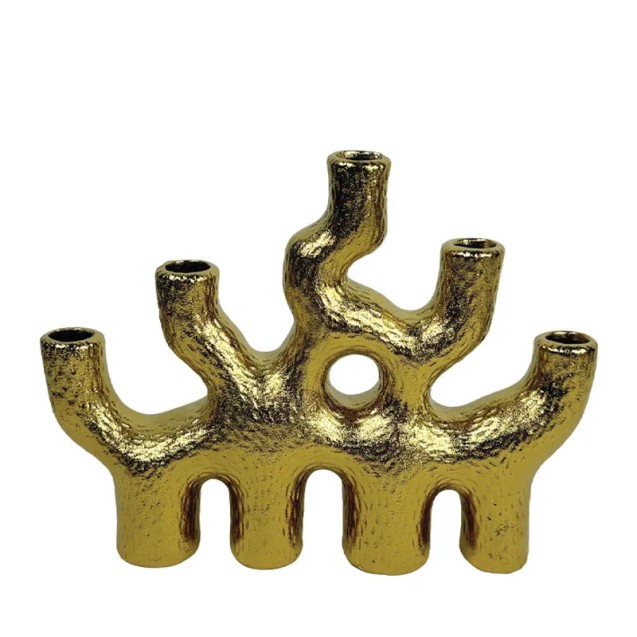 ΚΕΡΑΜΙΚΟ ΒΑΖΟ ΧΡΥΣΟ ΧΤΥΠΗΤΟ ΑΦΗΡΗΜΕΝΟ Χ5 ΣΤΟΜΙΑ - 30cm 1/8ΚΙΒ – Δημιουργεί αίσθηση πολυτέλειας χωρίς κόπο | iroots.gr