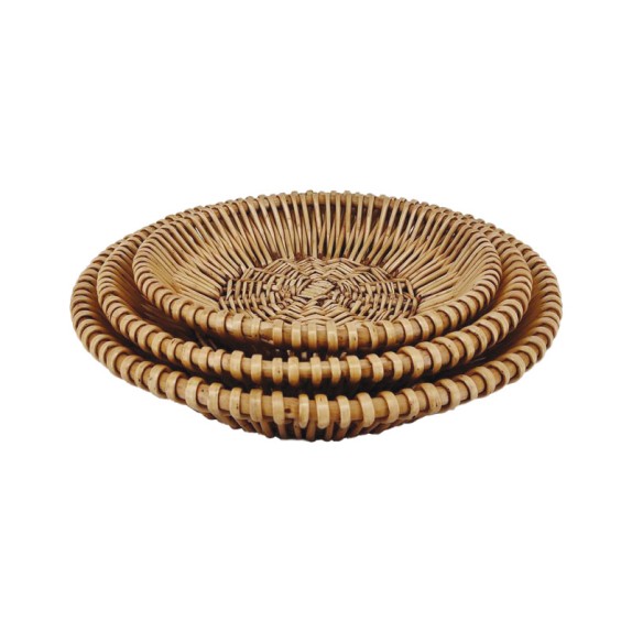 ΔΙΑΚΟΣΜΗΤΙΚΕΣ ΠΙΑΤΕΛΕΣ ΣΕΤ/3 ΜΕ ΠΛΕΞΗ ΚΑΛΑΘΙΟΥ ΚΑΦΕ ΣΤΡΟΓΓΥΛA - L:Φ41x8, M:Φ36x7, S:Φ31x6cm 12/8ΚΙΒ – Δημιουργεί αίσθηση πολυτέλ