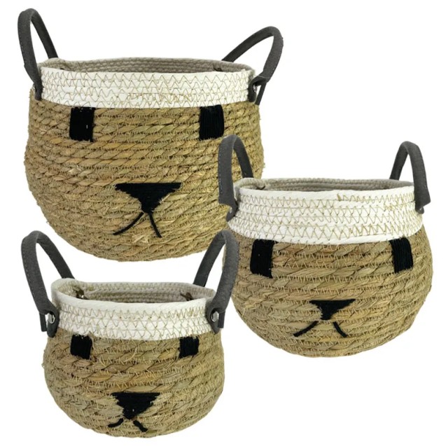 ΚΑΛΑΘΟΥΝΑ ΨΑΘΑ ΣΕΤ/3 ΦΥΣΙΚΟ/ΛΕΥΚΟ ΖΩΑΚΙ - L:Φ25x19/24, M:Φ20x15/20, S:Φ17x11/15cm 4/KIB – Δημιουργεί αίσθηση πολυτέλειας χωρίς κ