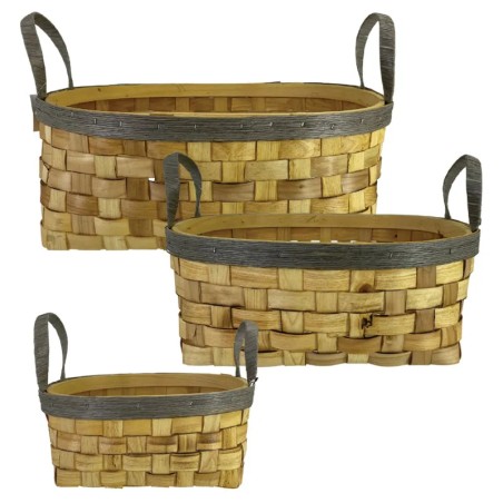 ΠΑΝΕΡΙ ΨΑΘΑ ΣΕΤ/3 ΦΥΣΙΚΟ ΟΒΑΛ ΧΕΡΟΥΛΙ-ΧΕΙΛΟΣ ΓΚΡΙ - L:36x28x14/22, M:32x25x13/20, S:24x20x10/16cm 13/KIB – Ταιριάζει σε κάθε μον