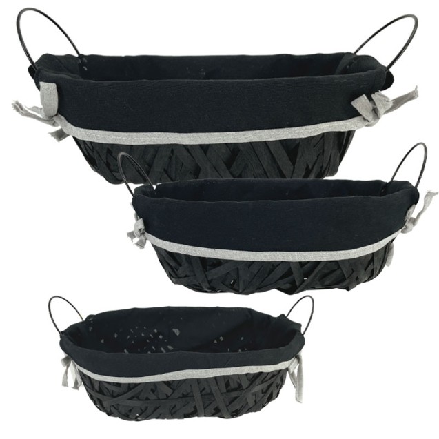 ΠΑΝΕΡΙ ΨΑΘΑ ΕΠΕΝΔΥΣΗ ΜΕ ΥΦΑΣΜΑ ΣΕΤ/3 ΜΑΥΡΟ/ΓΚΡΙ ΟΒΑΛ - L:39x29x12, M:34x24x11, S:30x20x10cm 6/KIB – Αναβαθμίζει άμεσα τον χώρο σ