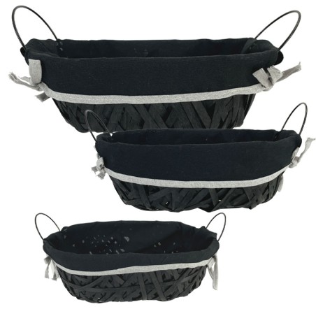 ΠΑΝΕΡΙ ΨΑΘΑ ΕΠΕΝΔΥΣΗ ΜΕ ΥΦΑΣΜΑ ΣΕΤ/3 ΜΑΥΡΟ/ΓΚΡΙ ΟΒΑΛ - L:39x29x12, M:34x24x11, S:30x20x10cm 6/KIB – Αναβαθμίζει άμεσα τον χώρο σ