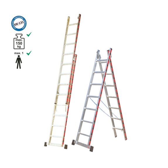 Σκάλα επαγγελματική αλουμινίου διπλή - 2*09 σκαλιά ύψος Α/Β: 2,50m/4,00m. – Προσφέρει μοναδική αισθητική | iroots.gr