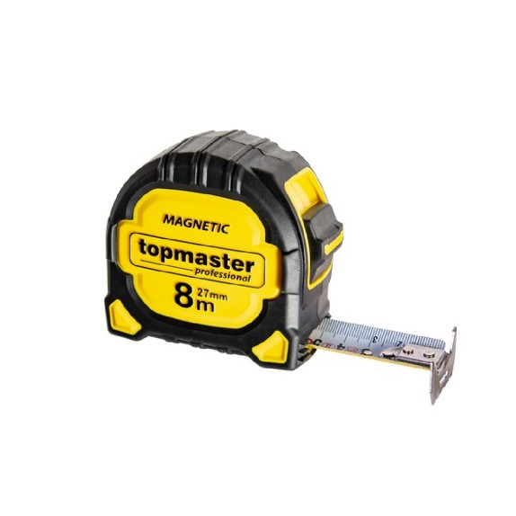 TOP MASTER Μετροταινία 8Μ*27ΜΜ με αυτόματη επαναφορά και μαγνήτη διπλής όψης 3η γενιά 260200