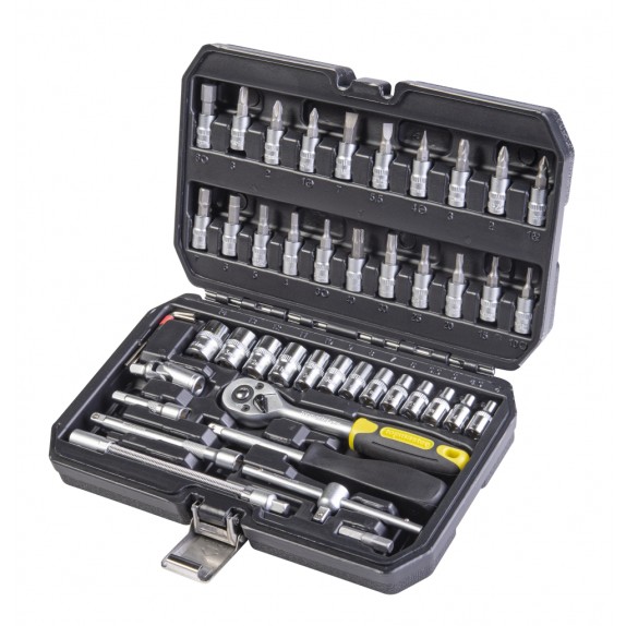 TOP MASTER Κασετίνα καρυδάκι CR-V 1/4" σετ 46τεμ 339203