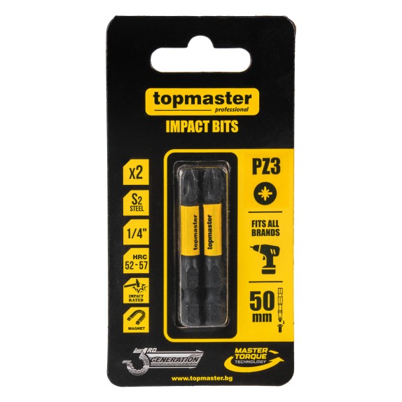 TOP MASTER Μύτη κατσαβιδιού Impact σταυρός με μέγεθος PZ3 50mm συσκευασία 2τεμ. 338735 – Δίνει premium χαρακτήρα στο περιβάλλον 