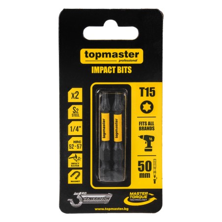 TOP MASTER Μύτη κατσαβιδιού Impact Torx με μέγεθος TX15 50mm συσκευασία 2τεμ. 338736 – Προσφέρει μοναδική αισθητική | iroots.gr
