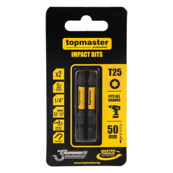 TOP MASTER Μύτη κατσαβιδιού Impact Torx με μέγεθος TX25 50mm συσκευασία 2τεμ. 338738 – Προσφέρει μοναδική αισθητική | iroots.gr