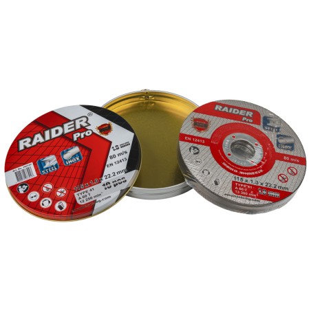 RAIDER Τροχός κοπής inox A60T 115*1.0*22.2mm σε μεταλικό κουτί 160157 (τιμή/τεμ) – Αναβαθμίζει άμεσα τον χώρο σου | iroots.gr