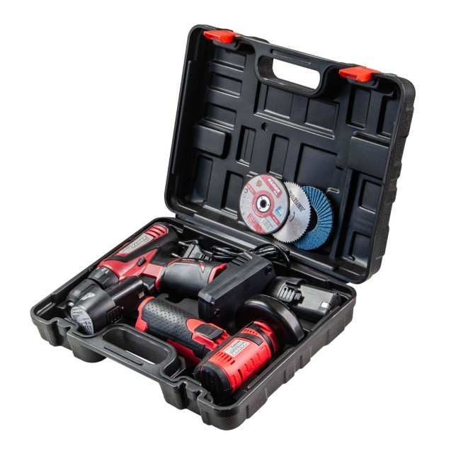 RAIDER Σετ Γωνιακός τροχός & δράπανο 12V 2x2Ah RDP-CDLCAG03 030168
