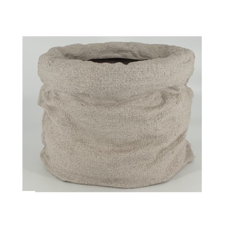 Γλάστρα πλαστική Sacco rotational με όψη τσουβαλιού 27cm off white