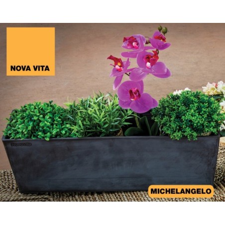 Γλάστρα -Ζαρντινιέρα Nova Vita Michelangelo από 100% ανακυκλωμένο πλαστικό ARTPLAST 50cm x 16cm ύψος, χρώμα ανθρακί
