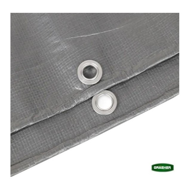 Μουσαμάς Τέντα GRASHER Αδιάβροχος με Κρίκους 190gr/m² Γκρι